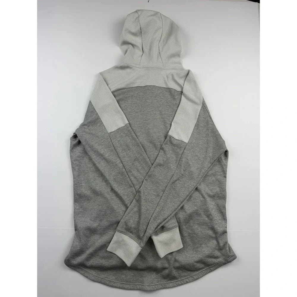 Adidas Hoodie Pullover Sweatshirt Gray White Colorblock‎ Fleece Lined Men's XL